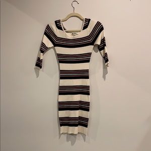 Maroon striped midi dress